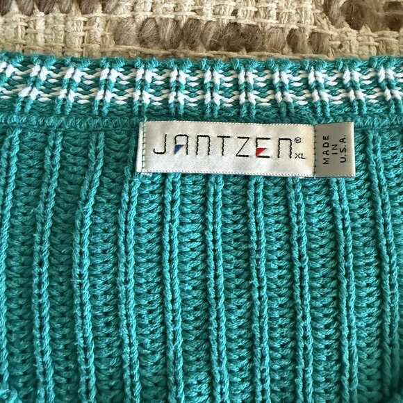 Vintage Jantzen Varsity Collegiate Tennis V-Neck Knit Sweater, XL - Picture 3 of 9